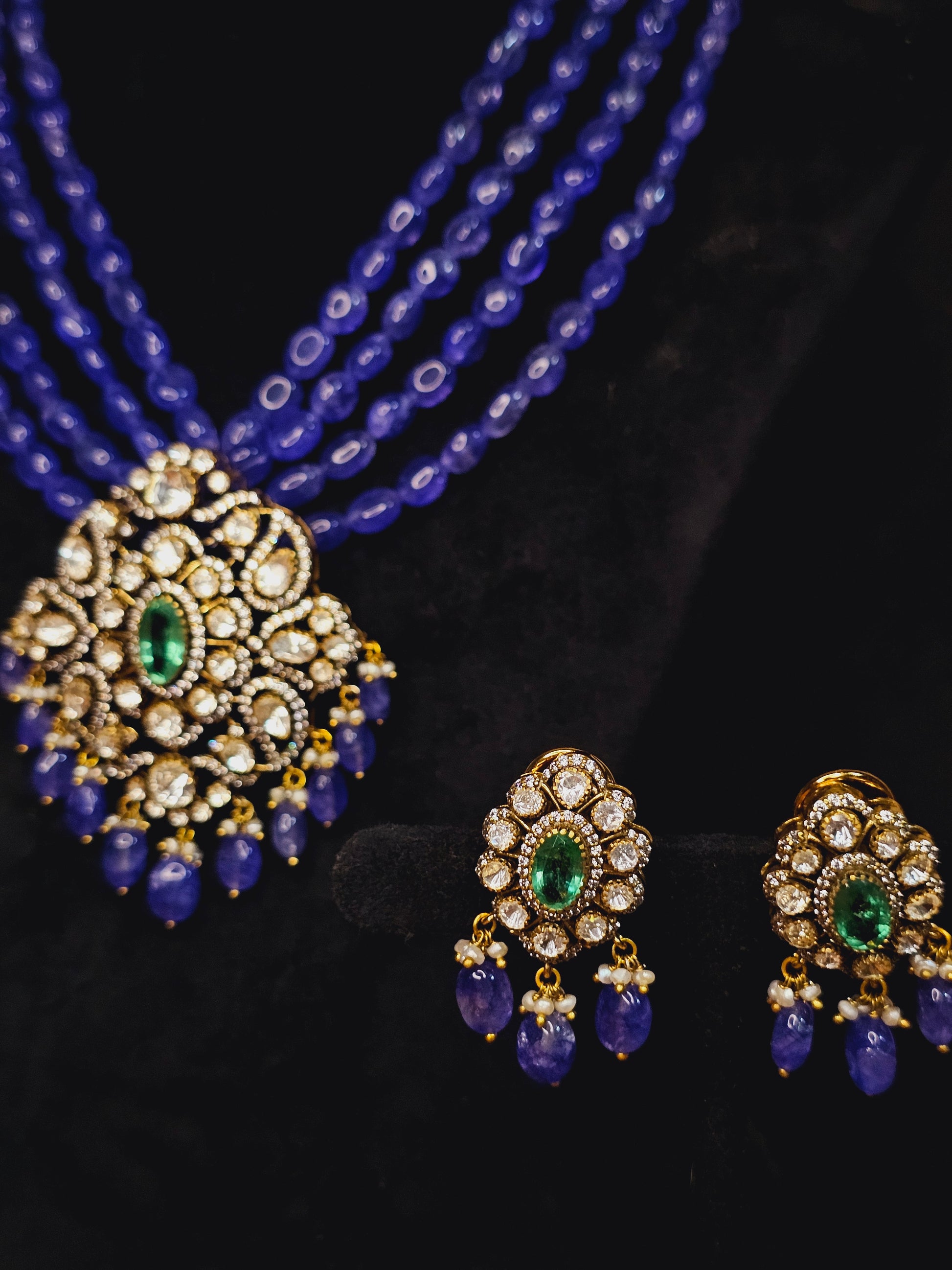 Trendy Blue Stone Pendant Set for Everyday Party Look Women