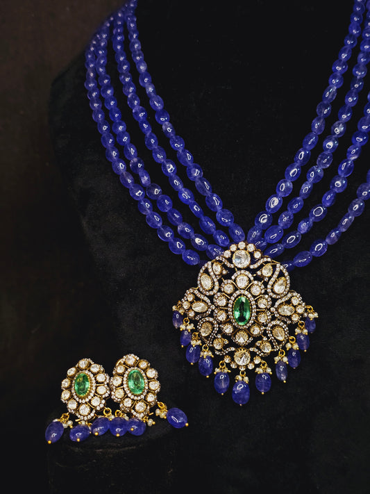 Elegant Blue Stone Pendant Set with Stud Earrings for Daily & Party Wear Women