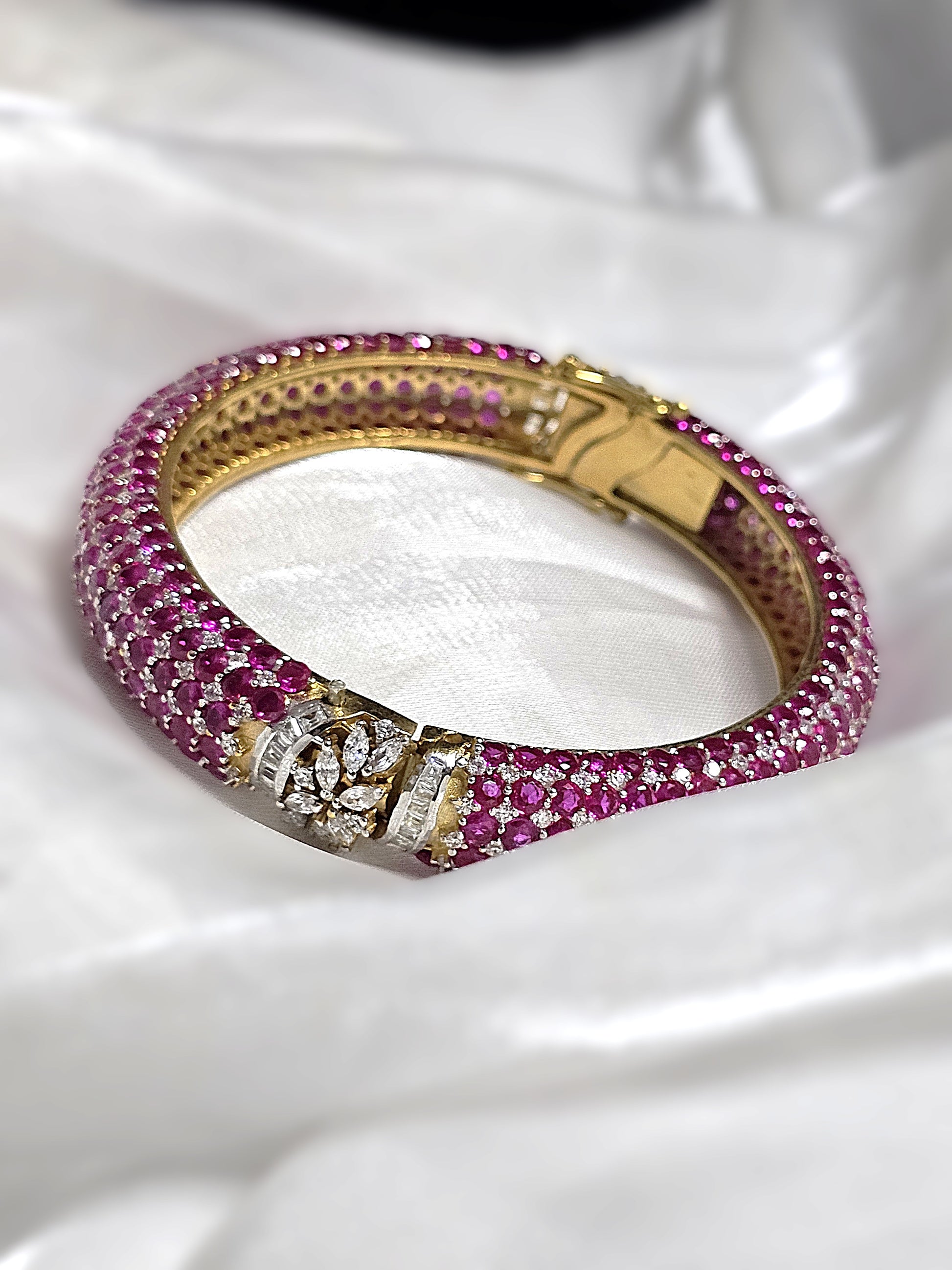 Ruby CZ bangles with gold plated finish and stone studded traditional design