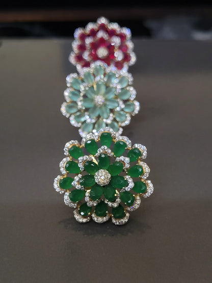 CZ pendent floral pendent with earrings