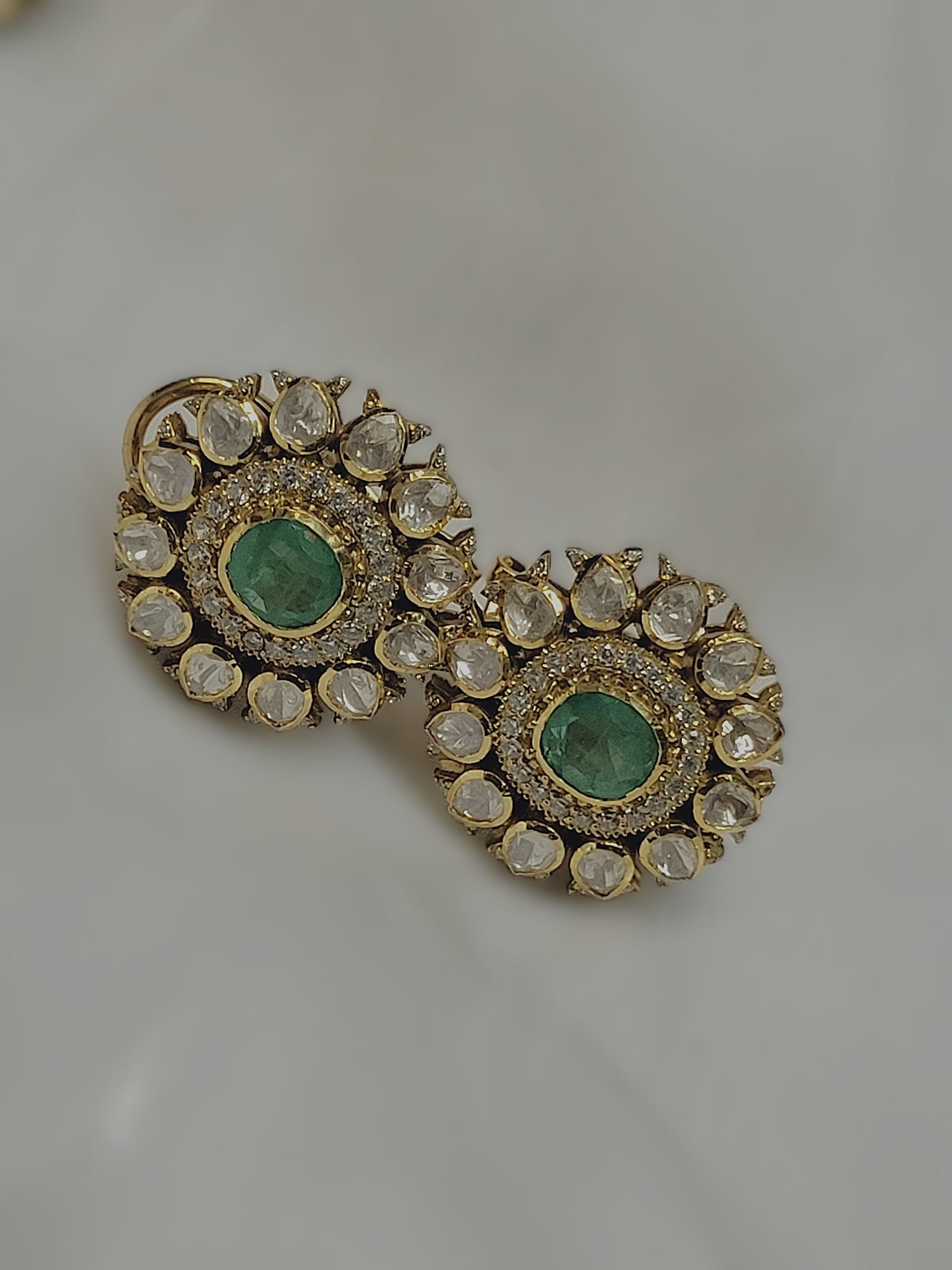 925 Silver Green & White Stud Earrings for Girls & Women | Studs