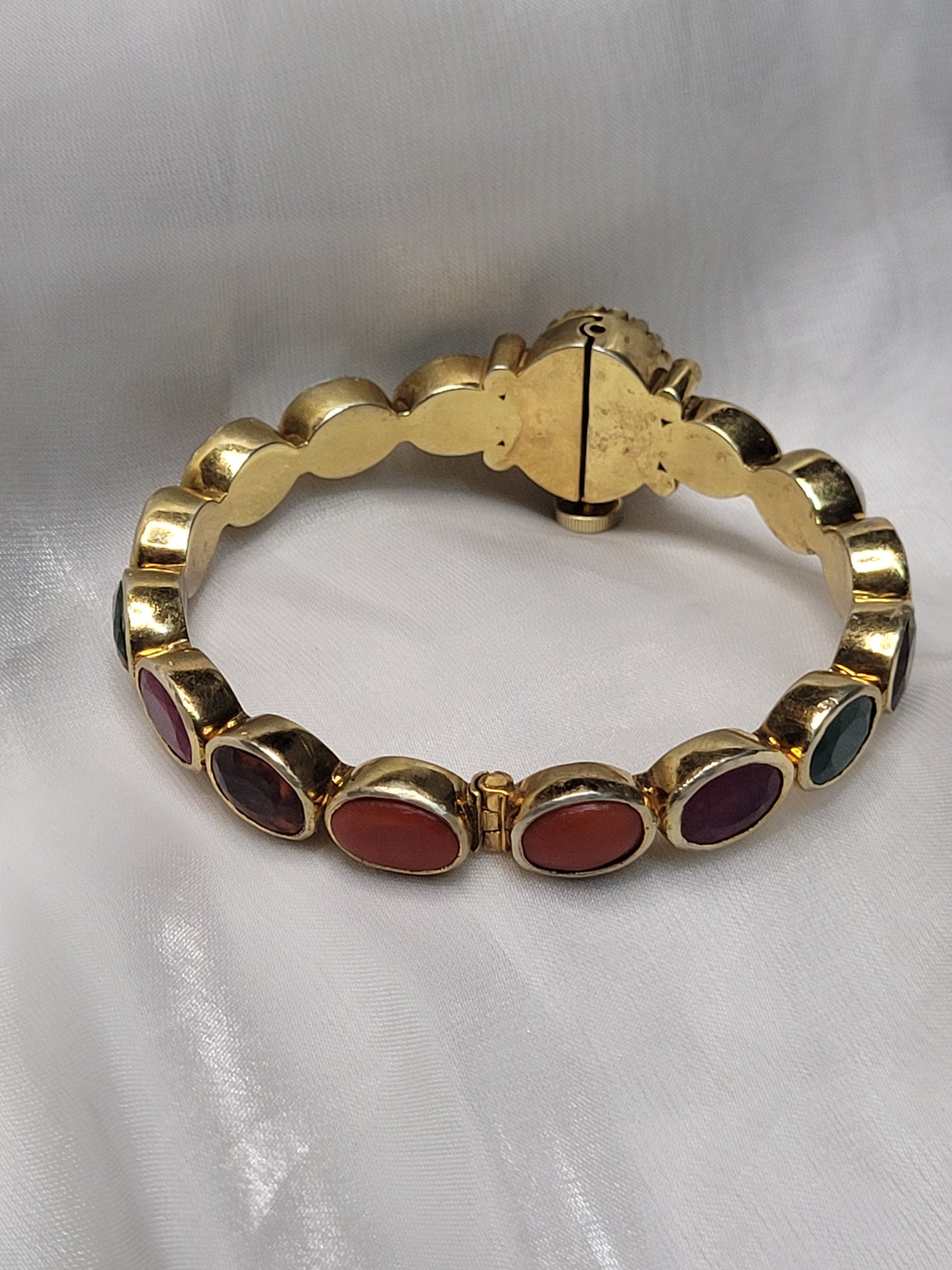Navratna Bangle, Multicolor Gemstone Traditional Gold Plated Bracelet