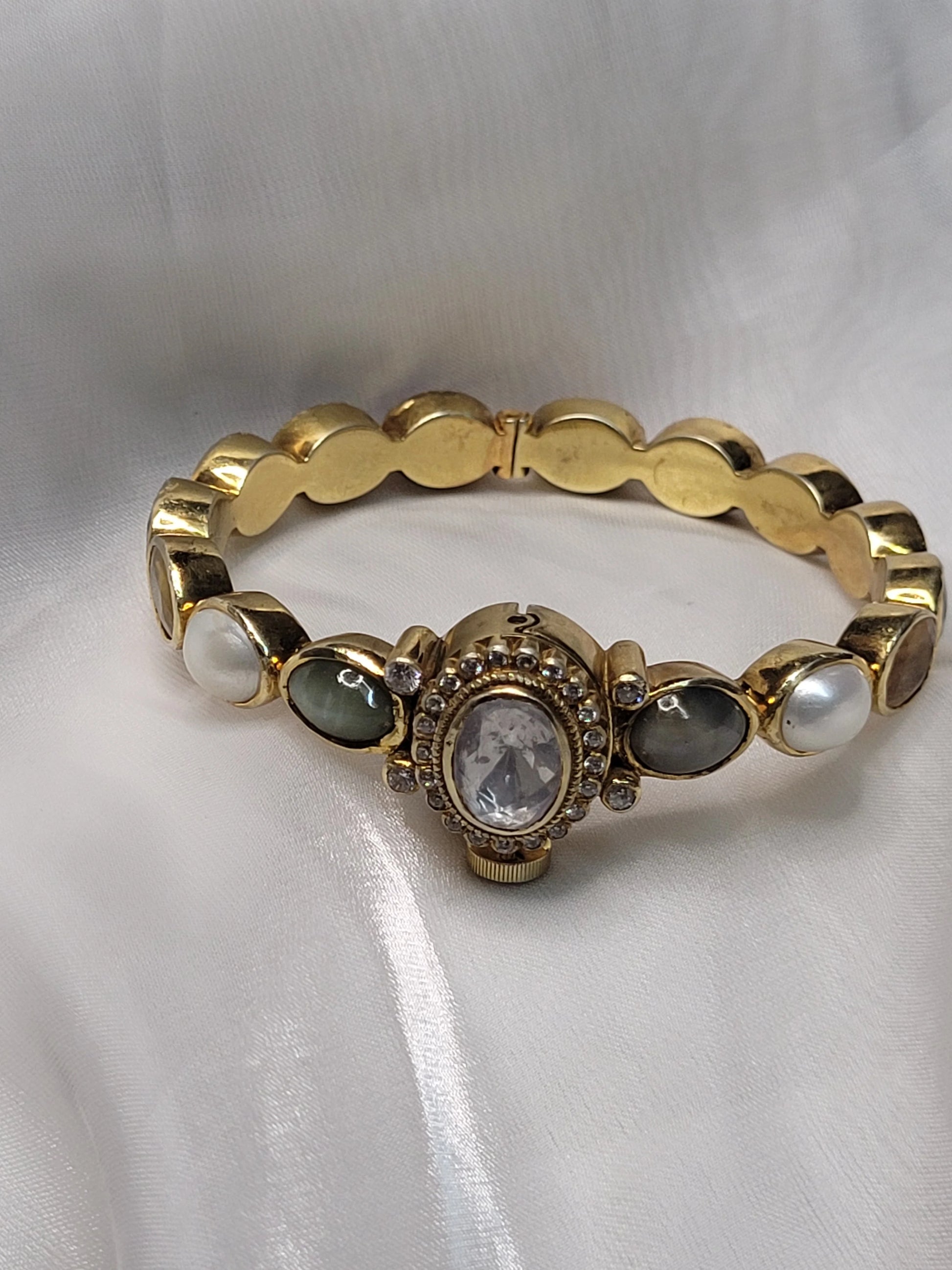Navratna Bangle, Multicolor Gemstone Traditional Gold Plated Bracelet