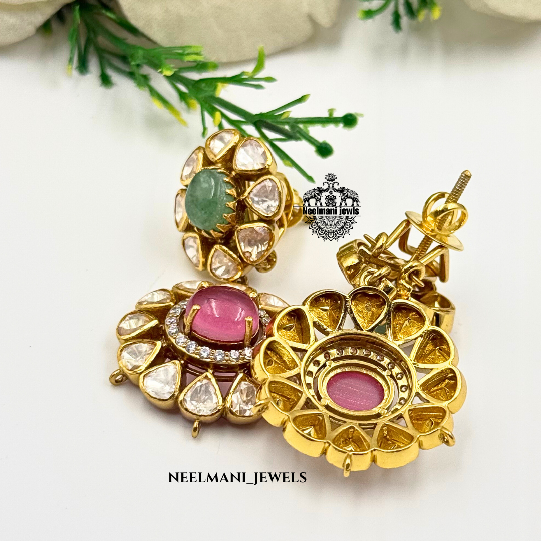 Emerald & Ruby Earrings – 925 Silver Royal Bridal Luxury Jewellery
