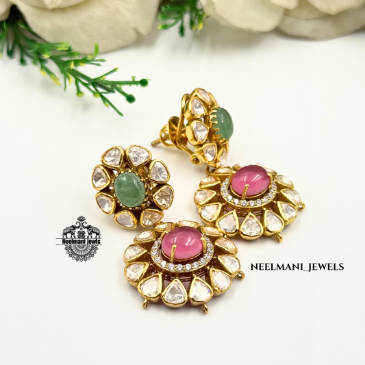 Emerald & Ruby Earrings – 925 Silver Royal Bridal Luxury Jewellery