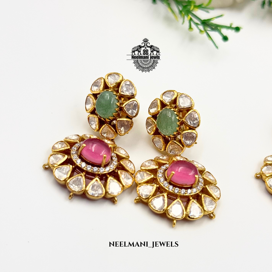 Emerald & Ruby Earrings – 925 Silver Royal Bridal Luxury Jewellery