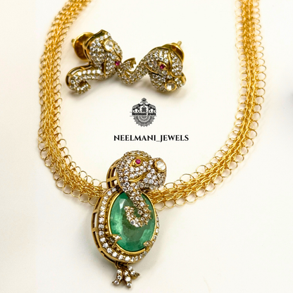 CENTIPEDE SHAPDE chain and  Elephant pendent with stud