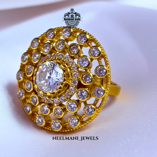 white AD stone ring for women