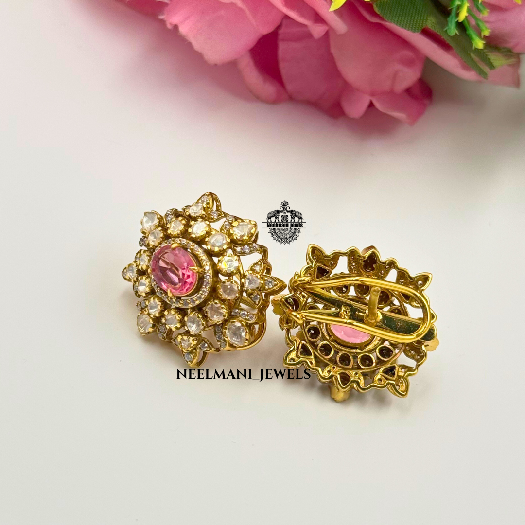 Floral Stud Earrings for Pink