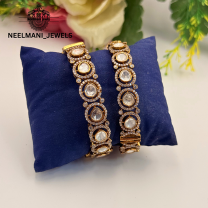 Traditional Moissanite Polki Kada 
