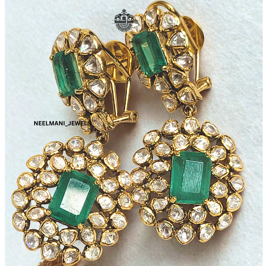 Big Moissanite polki earing