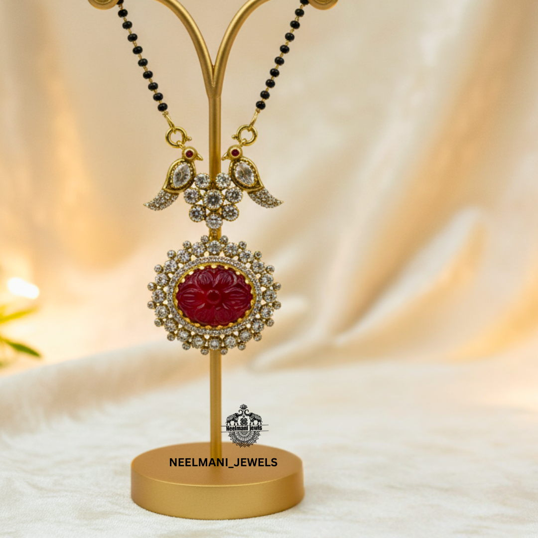 Ruby Bird Mangalsutra for Women | Elegant Designer Mangalsutra Necklace | Daily & Party Wear