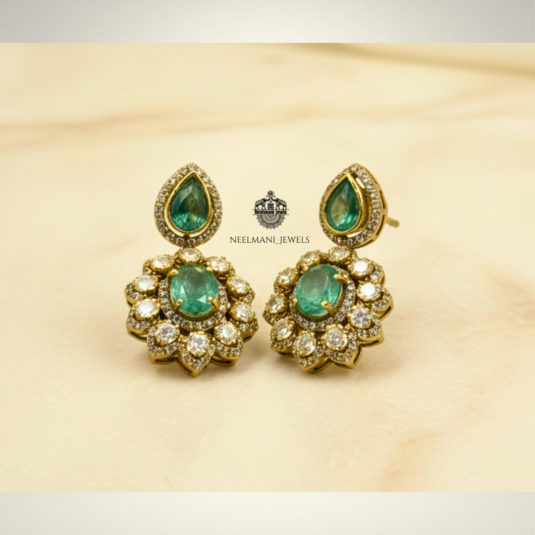 Green stone mangal sutra set