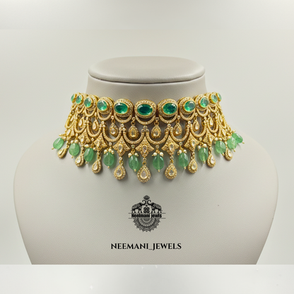 Green Dublet Emerald Polki choker
