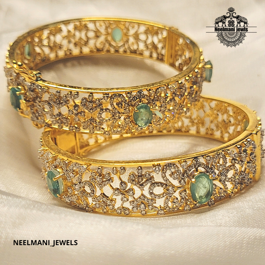 Gold Plated Bangle with Ad Stone