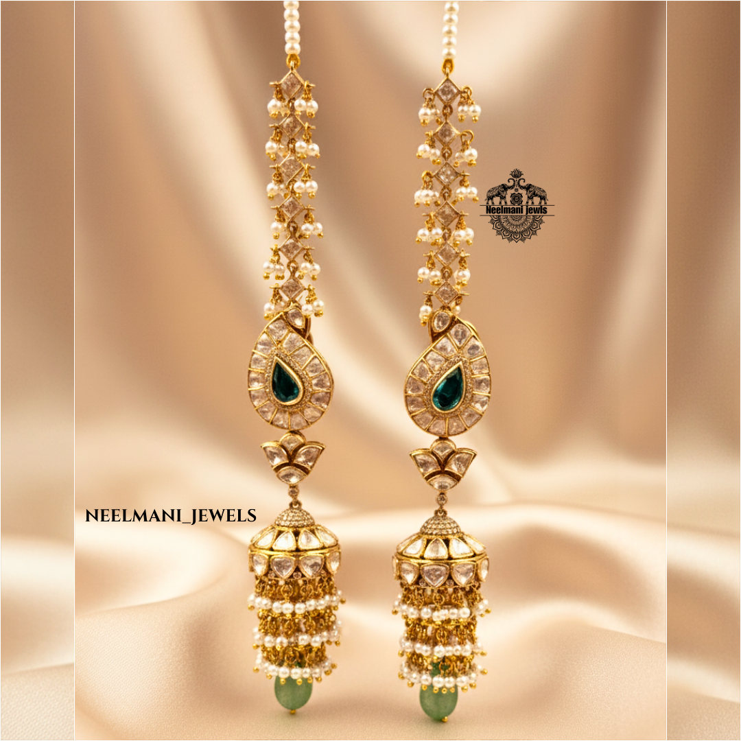 925 Silver Emerald Glow Moissanite Jhumki
