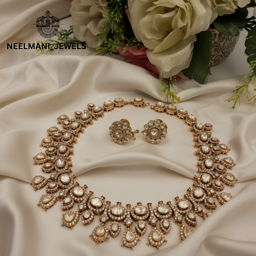 925 Silver Polki Necklace