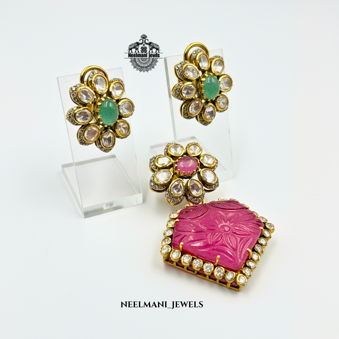 Pendant Necklace with Matching Stud Earrings