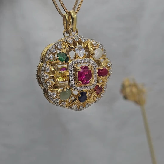 Navratna Pendent with earrings 