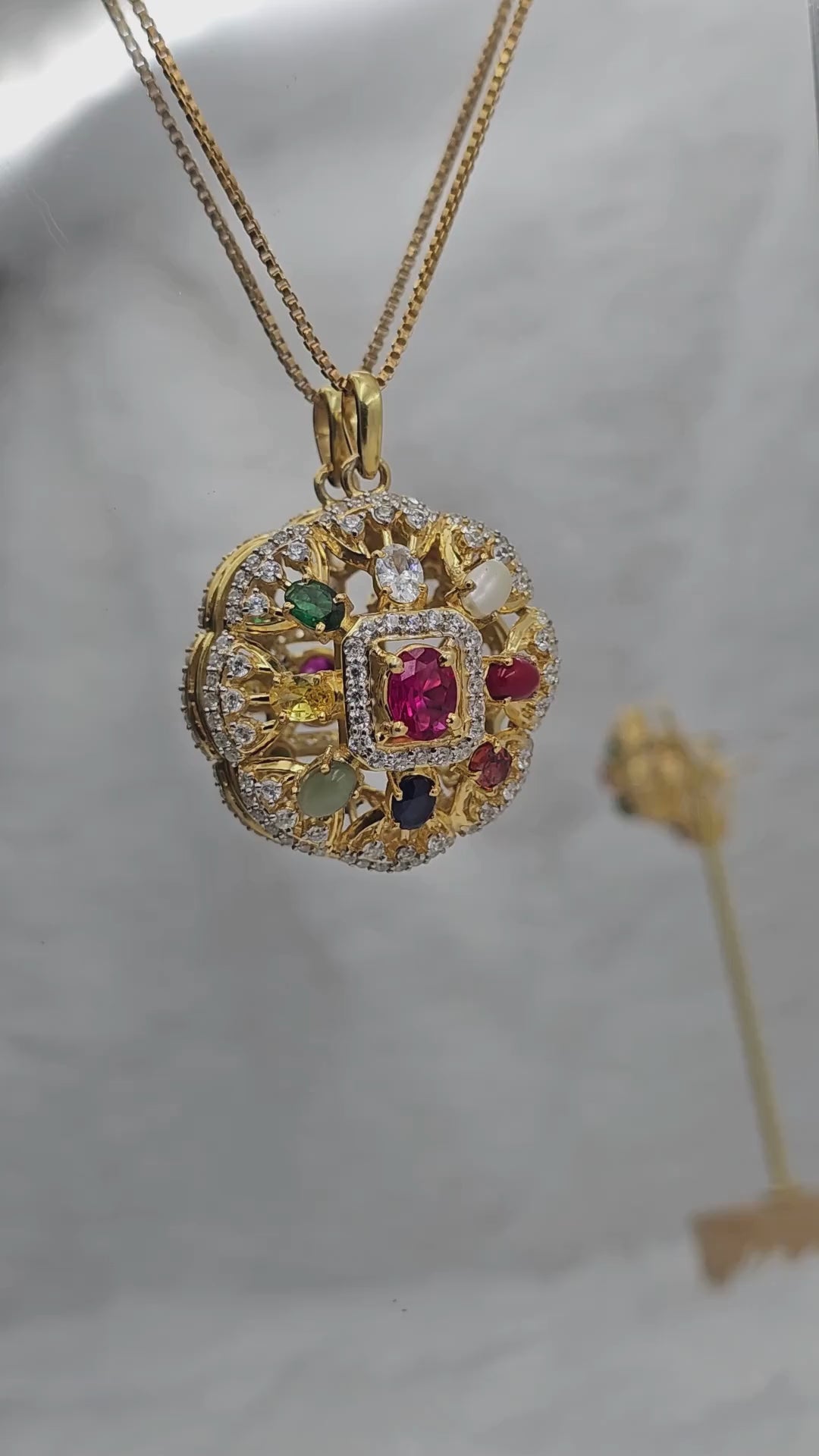 Navratna Pendent with earrings 