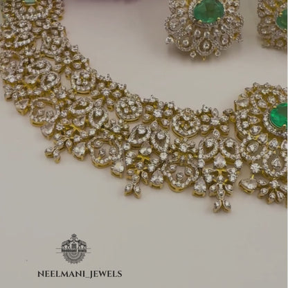 Bridal Necklace Set, Wedding Jewelry for Women, Designer Necklace, AD Necklace Set,
