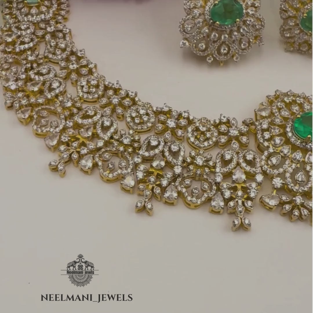 Bridal Necklace Set, Wedding Jewelry for Women, Designer Necklace, AD Necklace Set,