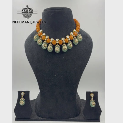 New Design Coral Green Emerald Stone Necklace Set for Girls & Women |