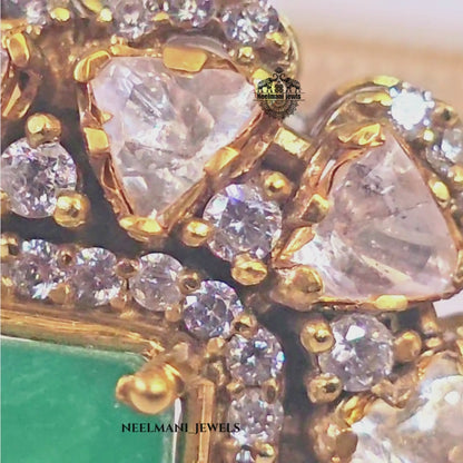 Royal Pink Green Moissanite Polki Kada – Designer Ethnic Bangle